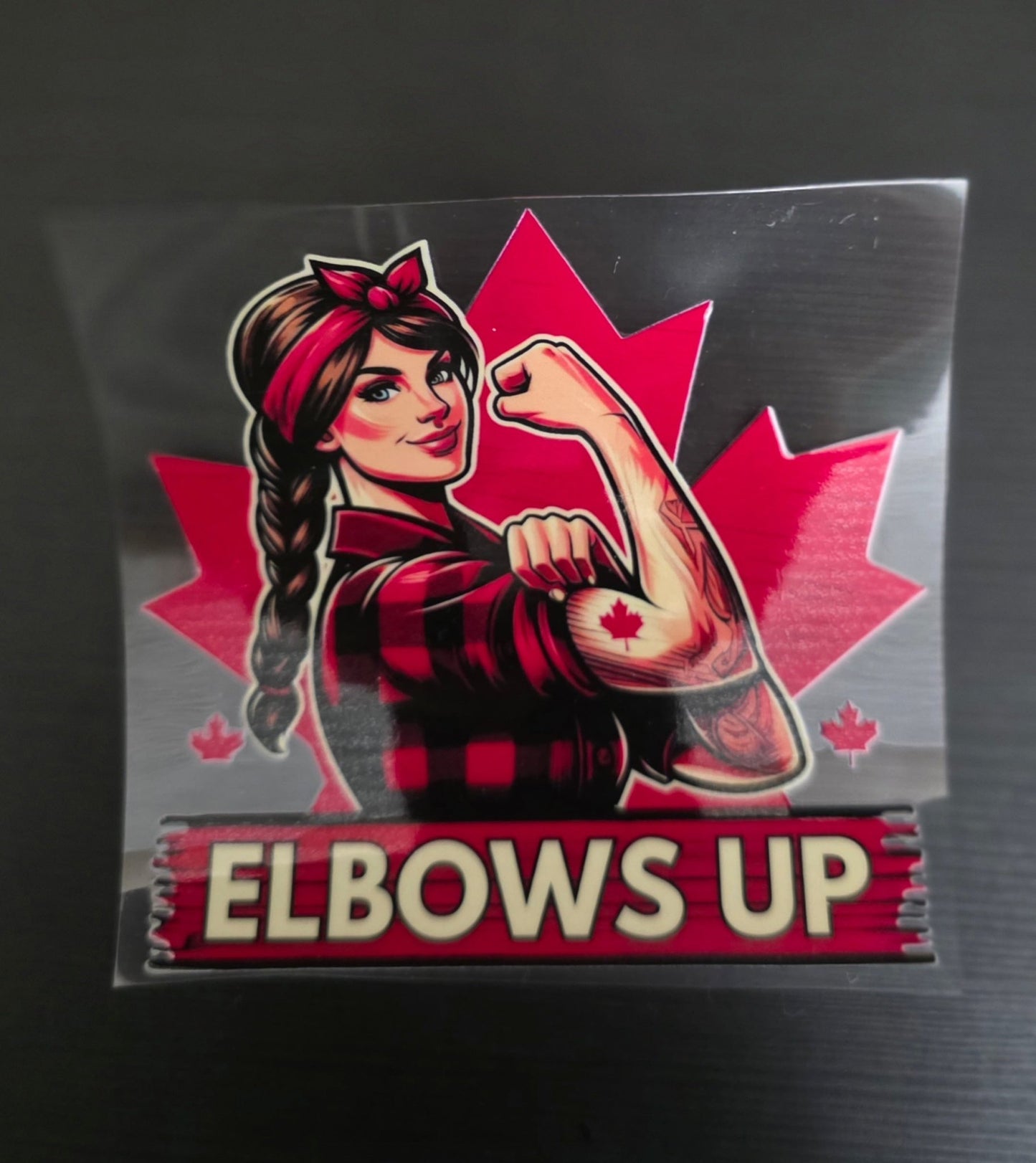 ELBOWS UP Female Lumberjack Decal