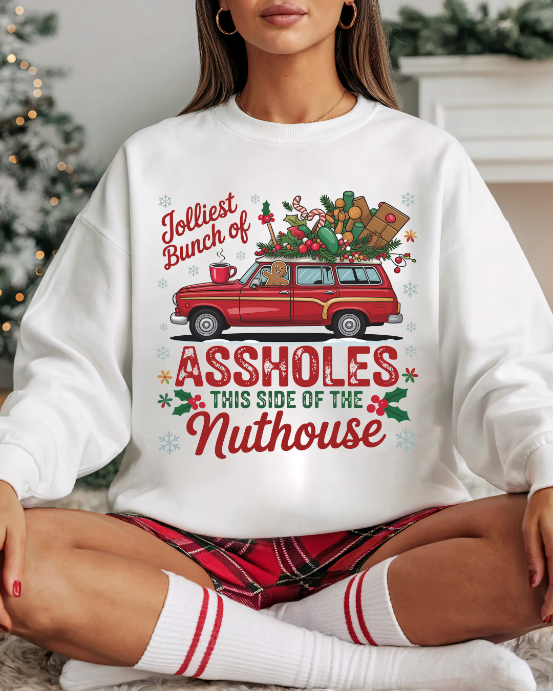 Jolliest Bunch of Assholes Crewneck | Funny Christmas 50/50 Sweatshirt